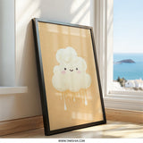 Cute Cloud Wall Art, Kawaii Print, Cream Cloud Art, Smiling Cloud Decor, Nursery Art, Kids Room Art, Dreamy Decor - Tawshia