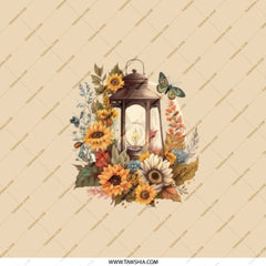 Lantern Pocket Mirror, Sunflower Mirror, Butterfly Art, Floral Pocket Mirror, Compact Mirror, Makeup Mirror, Gift for Her - Tawshia