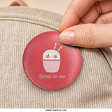 Kawaii Cupcake Pinback Button, Winking Dessert Badge, Spread The Love, Cute Food, Anime Style Button, Collectible Pins, Sweet Treat Button - Tawshia