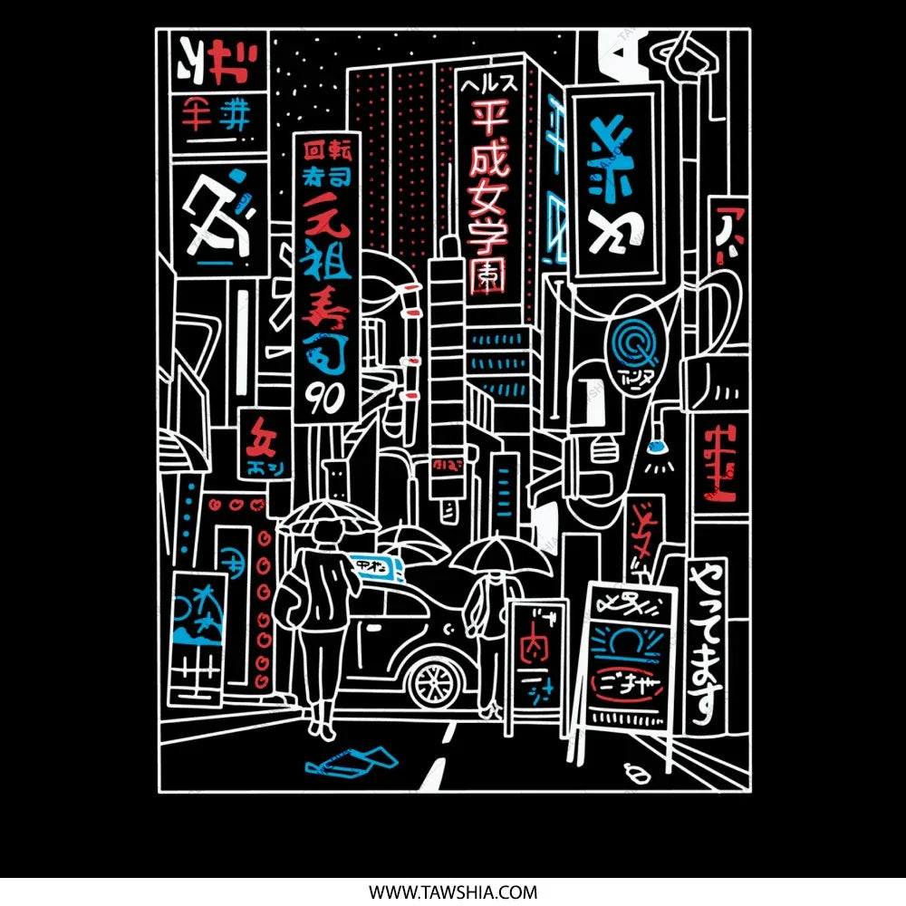 Vibrant Night Cityscape with Neon Signs product