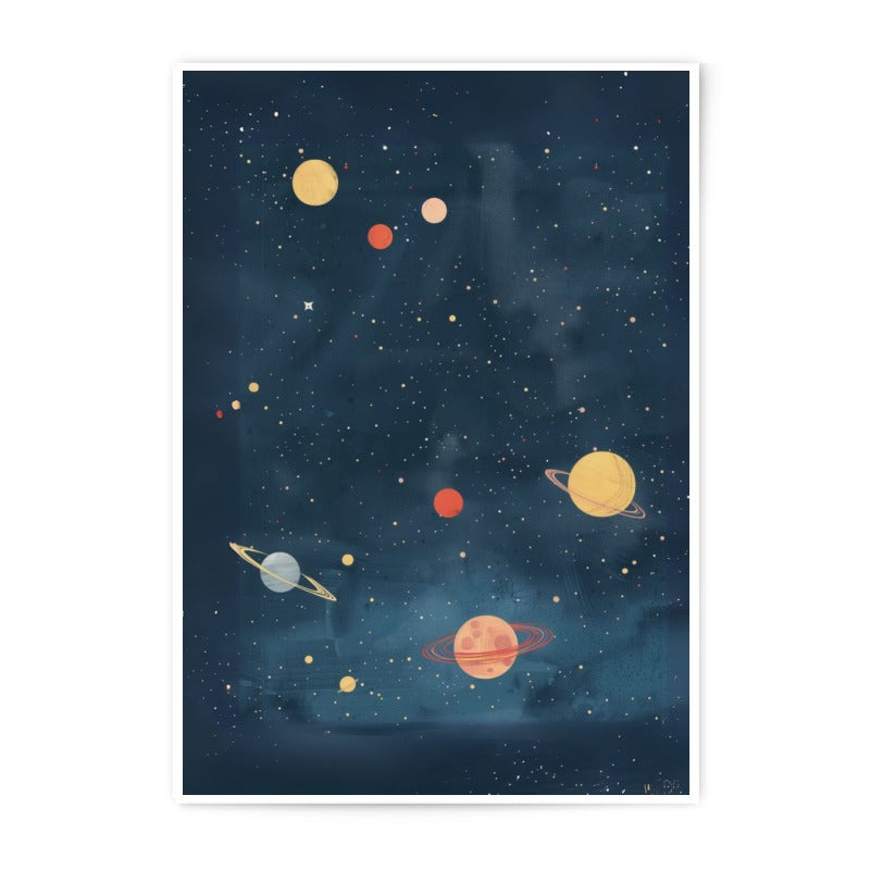 Galaxy Planets Photographic Print, Space Art Print, Celestial Wall Decor, Kids Room Art, Nursery Print, Stars Outer Space - Tawshia