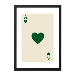 Ace of Hearts Wall Art, Green Playing Card Print, Minimalist Casino Decor, Card Game Lover Gift, Stylish Home Decoration, Card Player Art - Tawshia