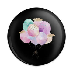 Watercolor Balloons Pinback Button, Pastel Balloon Badge, Colorful Balloons Pin, Birthday Party Favor Button, Balloons Themed Pin - Tawshia