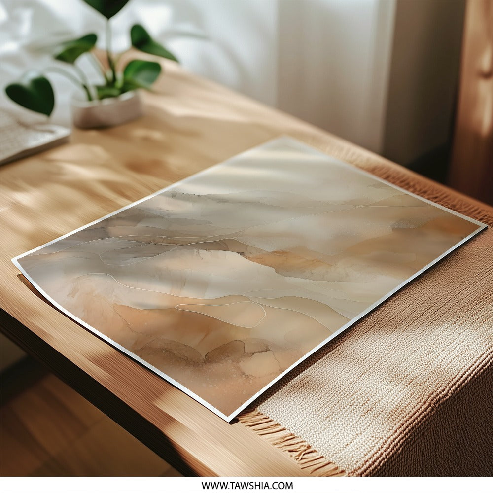 Abstract Beige Photographic Print, Neutral Wall Art, Modern Home Decor, Warm Tones, Fluid Art Print, Minimalist Art, Living Room Art - Tawshia