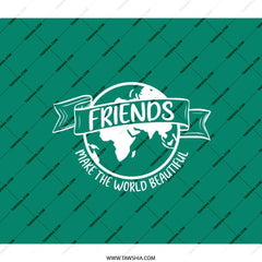 Friends World Backpack, Teal Backpack, Friendship Backpack, Travel Backpack, World Traveler Gift, Eco Friendly Bag, Gift for Best Friend - Tawshia