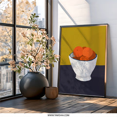 Oranges Wall Art, Still Life Print, Fruit Bowl Painting, Kitchen Decor, Modern Art Print, Home Decor, Minimalist Wall Decor (139) - Tawshia