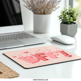 BFF Mouse Pad, Best Friends Forever, Pink Hearts Decor, Cute Desk Accessory, Gift for Bestie, Girly Aesthetic, Trendy Office Decor - Tawshia