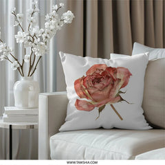 Dried Rose Pillow, Floral Pillow, Botanical Home Decor, Rose Throw Pillow, Accent Pillow, Flower Art Pillow - Tawshia
