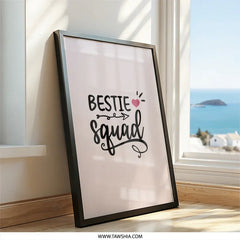 Bestie Squad Wall Art, Friendship Decor, Cute Home Decor, Gift For Best Friend, Girl Room Art, Squad Goals Art, Trendy Wall Hanging - Tawshia
