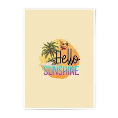 Hello Sunshine Photographic Print, Beachy Summer Vibes, Tropical Palm Tree Art, Wall Decor, Positive Quote, Sunny Graphic Design, Gift Idea - Tawshia