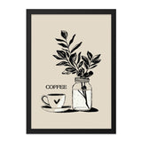 Coffee and Floral Wall Art, Kitchen Decor Print, Minimalist Home Wall Decor, Coffee Cup Print, Coffee Lover Gift, Modern Art Print - Tawshia