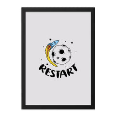 Restart Wall Art, Rocket Wall Decor, Space Wall Print, Inspirational Quote, Kids Room Art, Outer Space Theme, Playroom Decor - Tawshia