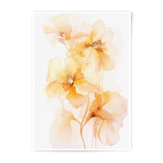 Floral Photographic Print, Watercolor Flower Art, Botanical Wall Decor, Yellow Orange Flowers, Modern Home Decor, Flower Photography Print - Tawshia