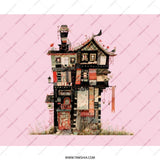 Whimsical Building Mouse Pad, Colorful House Illustration, Quirky Desk Accessory, Unique Computer Mat, Artist Design Mousepad - Tawshia