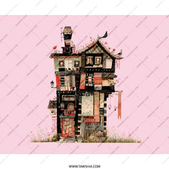 Whimsical Building Mouse Pad, Colorful House Illustration, Quirky Desk Accessory, Unique Computer Mat, Artist Design Mousepad - Tawshia
