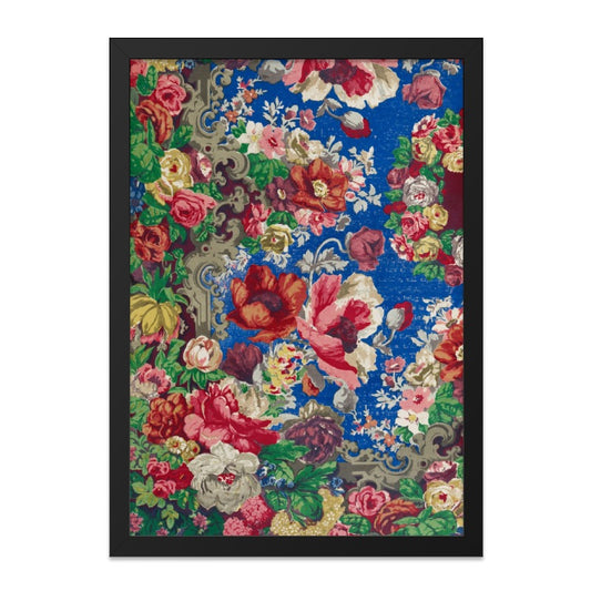 Vintage Floral Wall Art, Retro Flower Print, Colorful Botanical Decor, Blue Floral Artwork, Antique Inspired Wall Decor, Wall Art - Tawshia