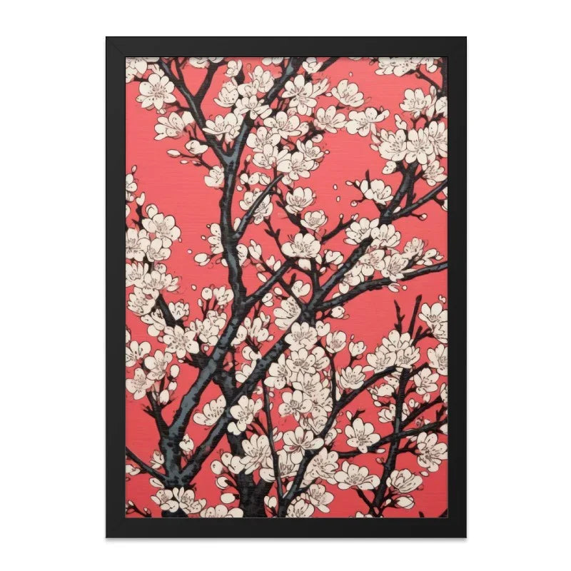 Cherry Blossom Tree Wall Art, Floral Art Print, Japanese Art, Pink Wall Decor, Ukiyo e Style, Home Decor Art, Elegant Wall Decor - Tawshia