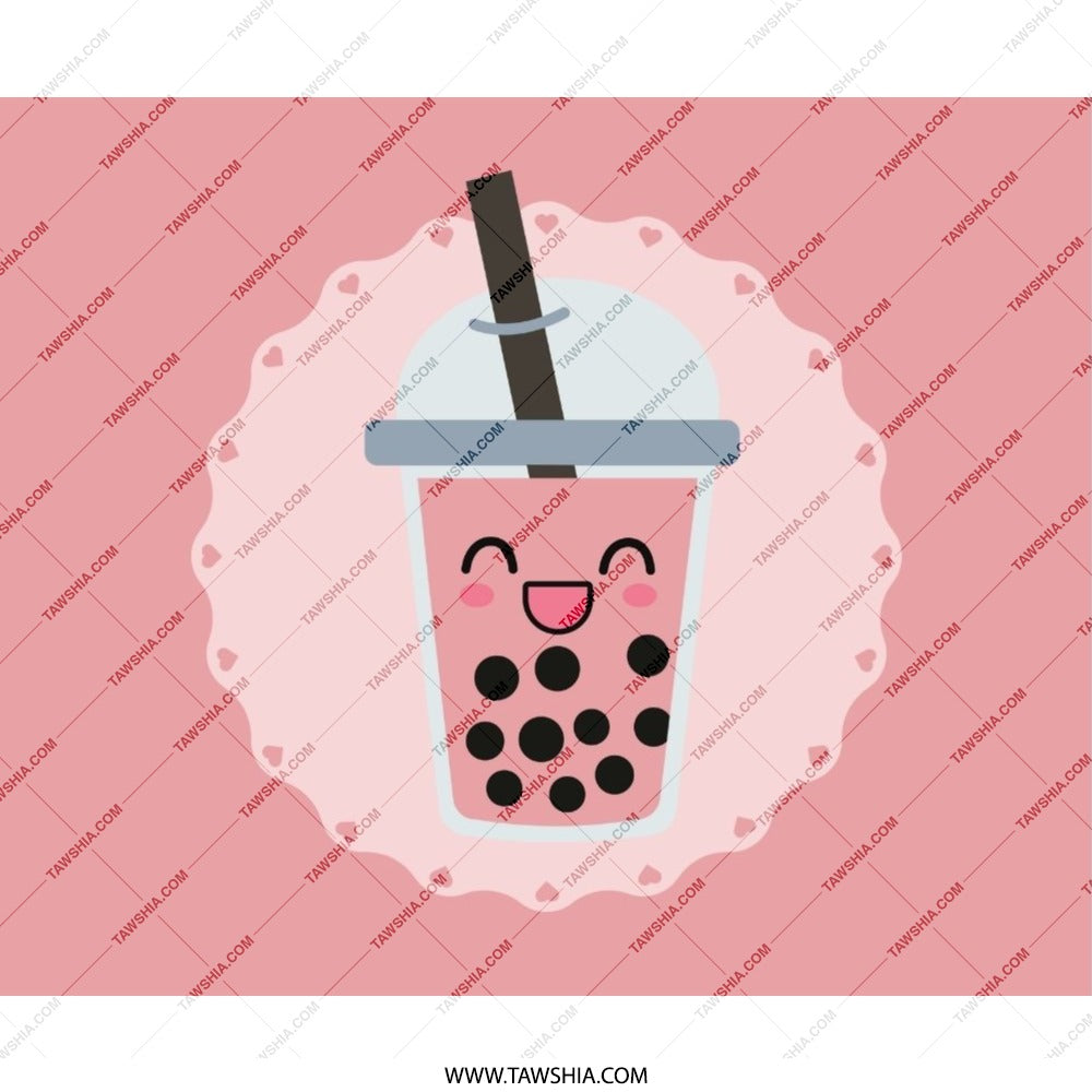 Cute Boba Tea Mouse Pad, Kawaii Pink Milk Tea, Trendy Desk Accessory, Bubble Tea Lover Gift, Adorable Office Decor, Aesthetic Mousepad - Tawshia
