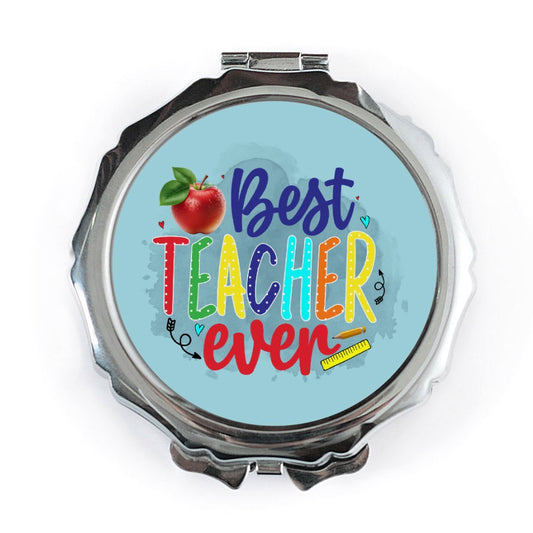 Best Teacher Ever Pocket Mirror, Teacher Appreciation Gift, Colorful Pocket Mirror, School Teacher Gift, Pocket Mirror for Her - Tawshia