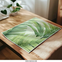 Tropical Leaves Photographic Print, Green Leaf Wall Art, Watercolor Palm Leaves, Botanical Art Print, Lush Foliage Photo, Home Decor - Tawshia