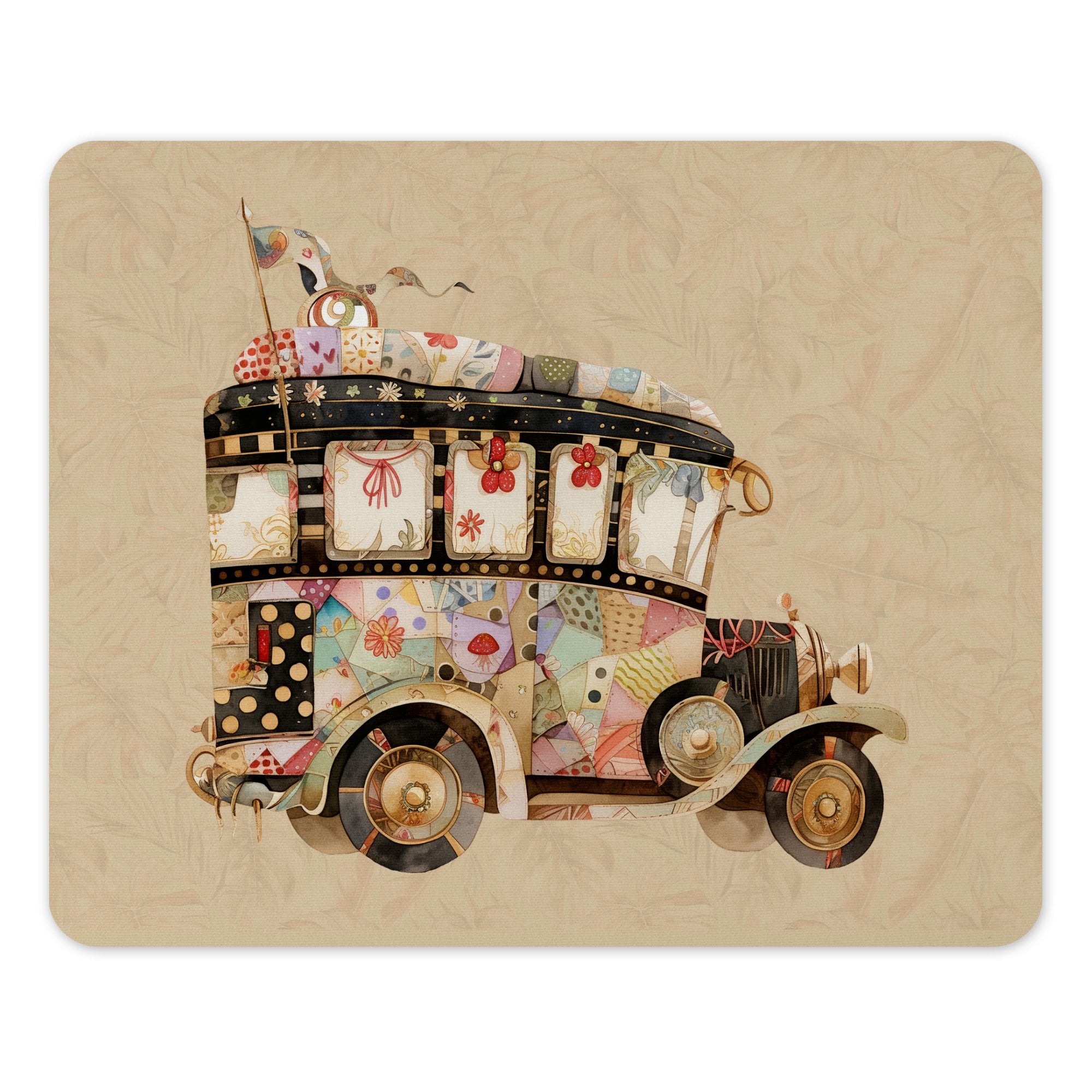 Vintage Style Patchwork Design Bus Decor Product