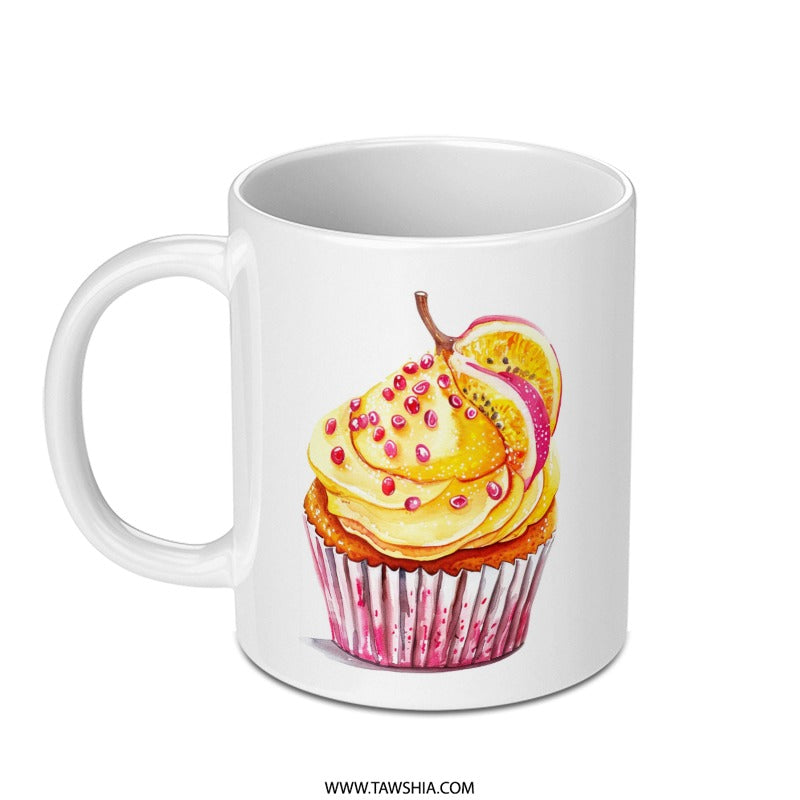 Watercolor Cupcake Mug, Fruity Dessert Coffee Cup, Food Lover Gift, Unique Cup, Artistic Mug, Cupcake Art Mug, Kitchen Decor, Fun Mug - Tawshia