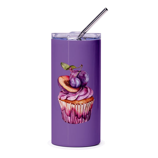 Plum Cupcake Tumbler, Fruit Tumbler, Purple Tumbler, Foodie Gift, Dessert Lover, Cupcake Art, Stylish Drinkware, Unique Tumbler Design - Tawshia