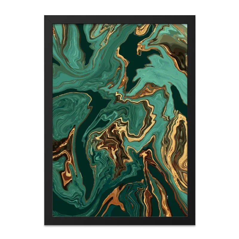 Emerald Gold Abstract Wall Art, Modern Marble Print, Elegant Home Decor, Contemporary Art Print, Fluid Art Design, Unique Wall Decor - Tawshia
