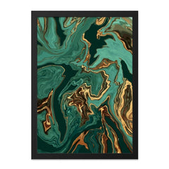 Emerald Gold Abstract Wall Art, Modern Marble Print, Elegant Home Decor, Contemporary Art Print, Fluid Art Design, Unique Wall Decor - Tawshia