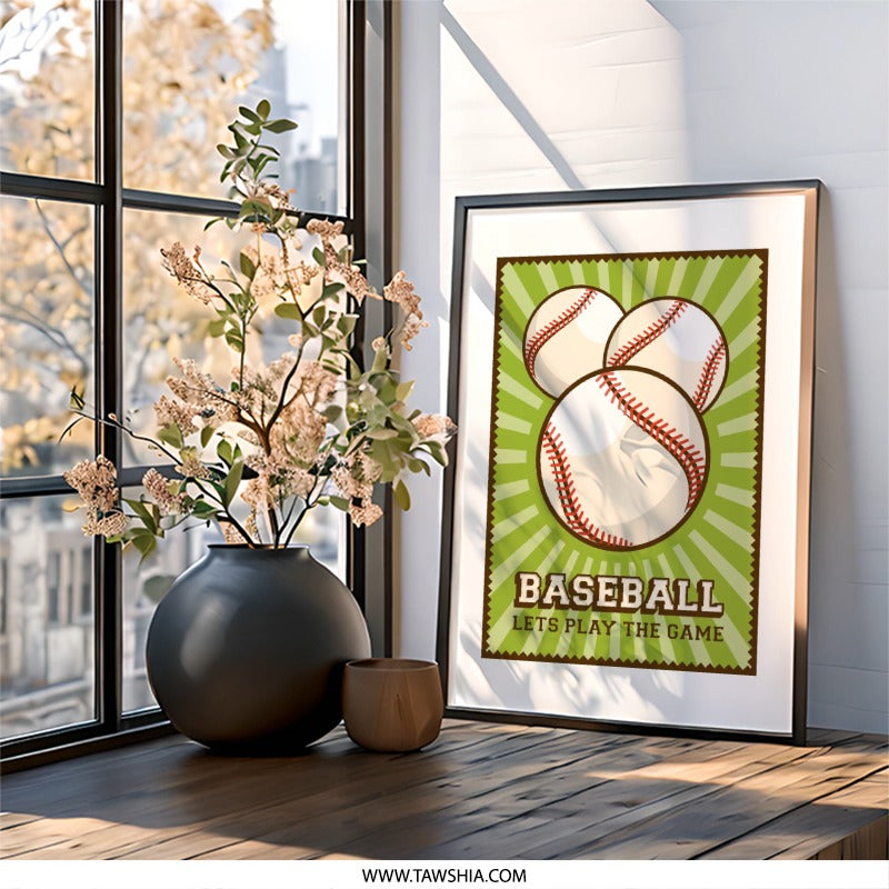 Baseball Wall Art, Lets Play The Game Print, Sports Art Decor, Baseball Poster, Fan Gift, Baseball Artwork, Kids Room Decor, Man Cave Art - Tawshia