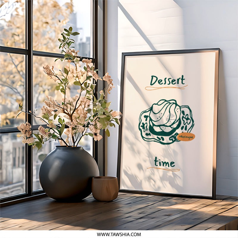 Dessert Time Wall Art, Meringue Sweet Treat Print, Foodie Kitchen Decor, Modern Home Art, Yummy Art - Tawshia