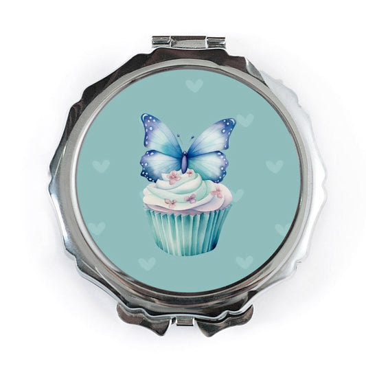 Butterfly Cupcake Pocket Mirror, Cute Compact Mirror, Cosmetic Mirror, Travel Mirror, Makeup Mirror, Gift for Her, Girl Pocket Mirror - Tawshia