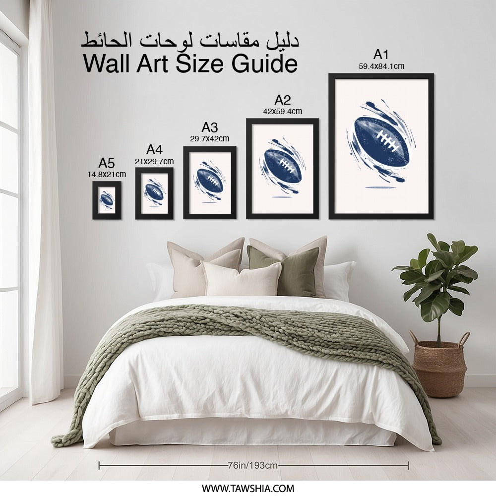Football Wall Art, Sports Decor, Abstract Art Print, Game Day Gift, Boys Room Decor, Man Cave Art - Tawshia