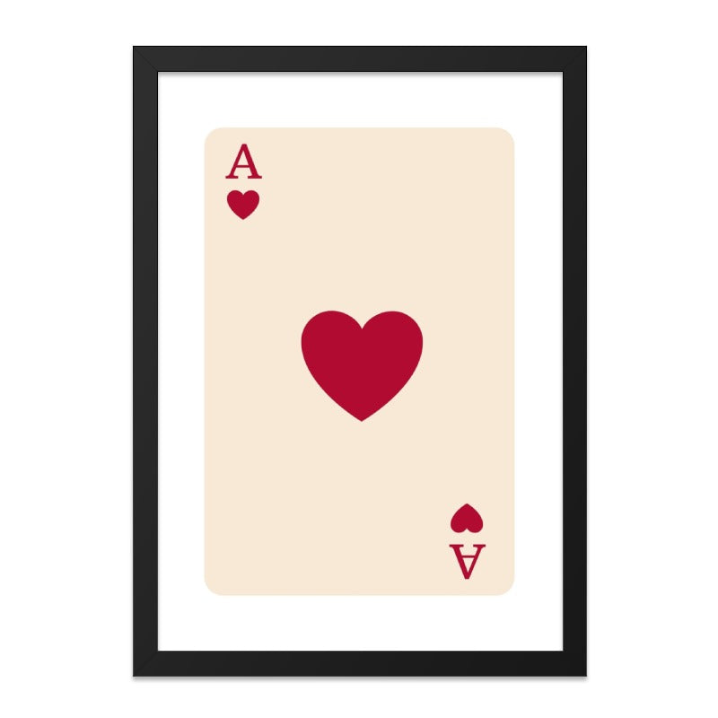 Ace of Hearts Wall Art, Playing Card Art Print, Modern Card Wall Decor, Minimalist Wall Art, Gamer Gift, Card Player Decor - Tawshia