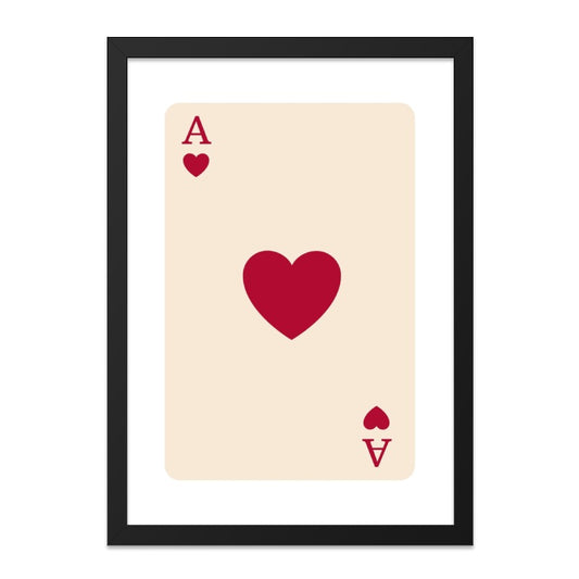 Ace of Hearts Wall Art, Playing Card Art Print, Modern Card Wall Decor, Minimalist Wall Art, Gamer Gift, Card Player Decor - Tawshia