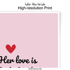 Love Photographic Prints, Her Love Is Light Quote, Red Hearts Wall Art, Romantic Prints, Wedding Gift, Anniversary Present, Home Decor - Tawshia