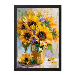 Sunflower Wall Art, Floral Painting Print, Impressionist Bouquet, Yellow Flower Decor, Vibrant Home Decor, Wall Art - Tawshia