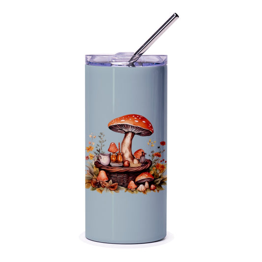 Mushroom Tumbler, Forestcore Decor, Cottagecore Gift, Fungi Lover Tumbler, Botanical Tumbler, Mushroom Tea Party - Tawshia