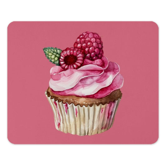 Raspberry Cupcake Mouse Pad, Watercolor Design, Sweet Treat, Desk Accessory, Office Decor, Food Lover Gift, Cute Desk Pad - Tawshia