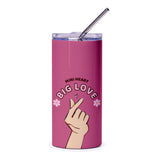 Mini Heart Big Love Tumbler, Korean Finger Heart, Love Tumbler, Tumbler with Straw, K Pop Tumbler, Gift for Her, Pink Tumbler - Tawshia