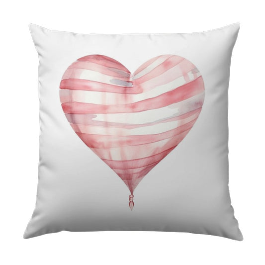 Striped Heart Balloon Pillow, Watercolor Love Cushion, Romantic Accent Pillow, Valentine's Day Gift, Home Decor Pillow, Unique Design - Tawshia