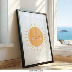 Smiling Sun Wall Art, Nursery Decor, Kids Room Art, Sunshine Print, Happy Sun Art, Cute Smiling Sun, Cheerful Wall Decor - Tawshia