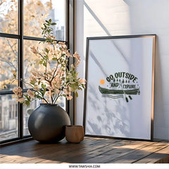 Go Outside Explore Framed Wall Art, Adventure Artwork, Outdoorsy Decor, Cabin Decor, Nature Lover Gift, Rustic Wall Art, Housewarming Gift - Tawshia