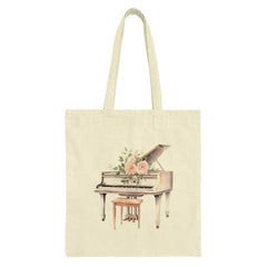 Floral Piano Tote Bag, Music Lover Gift, Aesthetic Tote Bag, Unique Handbag, Book Bag, Everyday Tote, Cute Tote Bag, Gift for Her - Tawshia