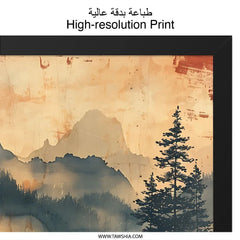 Serene Bridge Wall Art, Mountain Landscape Print, Peaceful Nature Artwork, Misty Forest Decor, Calming Zen Scenery, Home Decoration - Tawshia