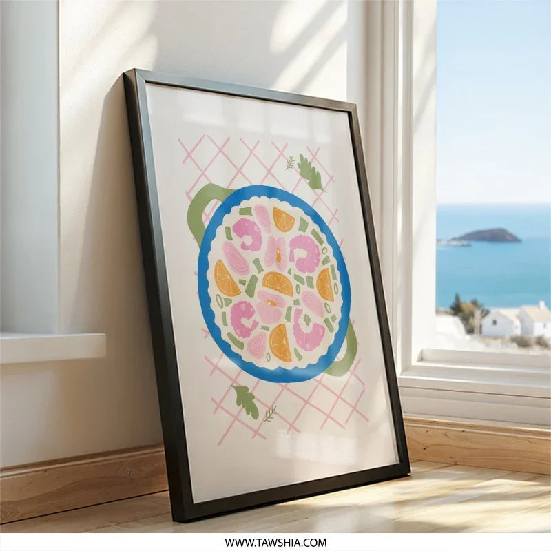 Seafood Salad Wall Art, Food Art Print, Kitchen Decor, Shrimp Citrus Bowl, Modern Wall Decor, Unique Wall Art, Home Decor, Dining Room Art - Tawshia