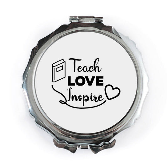 Teacher Pocket Mirror, Teach Love Inspire Gift, End of Year Teacher Appreciation, Best Teacher Ever Present, Pocket Mirror for Educators - Tawshia