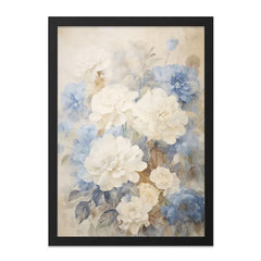 Floral Wall Art Print, Blue and White Peony Flower Painting, Elegant Home Decor, Botanical Art Print, Gift for Her, Framed Wall Art - Tawshia