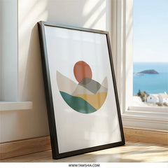 Minimalist Landscape Wall Art, Abstract Mountain Sunset Print, Modern Geometric Home Decor, Printable Wall Decor - Tawshia