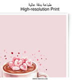Hot Chocolate Photographic Prints, Heart Marshmallows, Valentine's Day Decor, Cute Beverage Wall Art, Cozy Kitchen Print, Pink Aesthetic - Tawshia